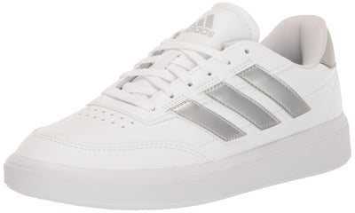 adidas Women's Courtblock Sneaker 8.5 White/Silver Metallic/Grey