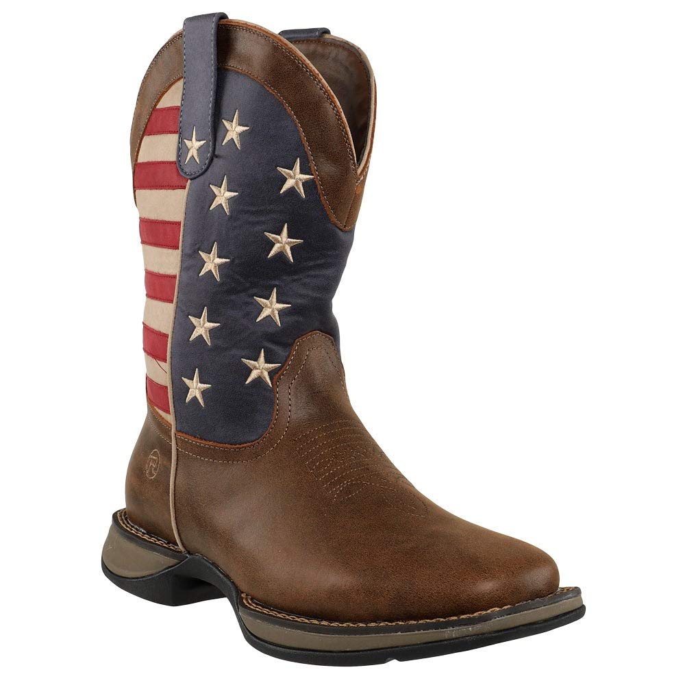 ROPER Mens American Wilder Patriotic Square Toe Casual Boots Mid Calf - Brown 9.5