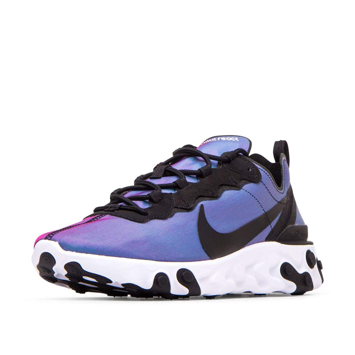 Nike Men's React Element 55 Black/Black/Laser Fuchsia/White Mesh Running Shoes 7.5 M US