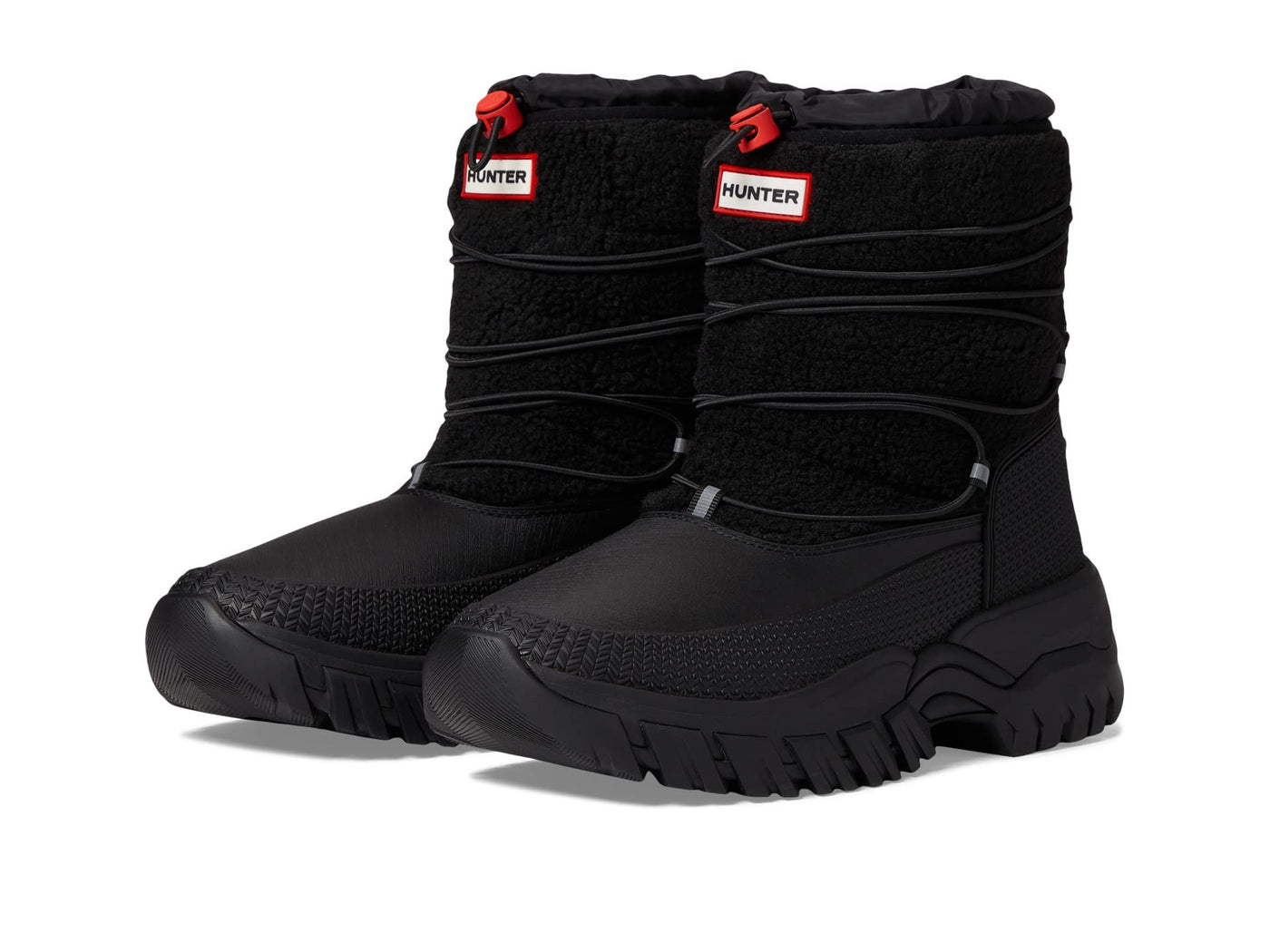 Hunter Wanderer Short Sherpa Snow Boot Black 8 M