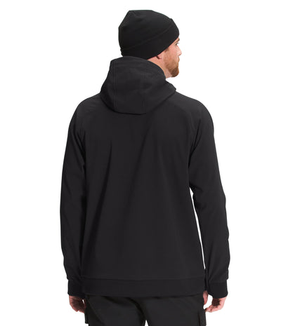 THE NORTH FACE Men's Tekno Logo Water-Repellent Fleece Hoodie, TNF Black/Roxbury Pink, X-Small Regular