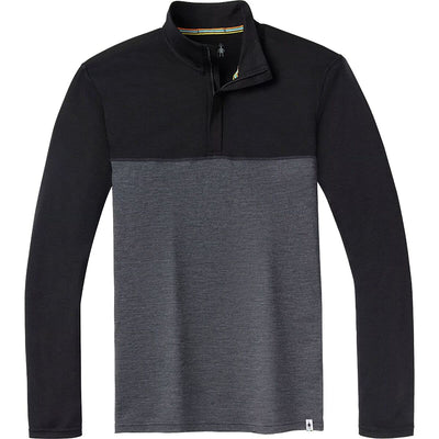 Smartwool Men's Merino Sport 150 Colorblock 1/4 Zip Black-Charcoal Heather Xl