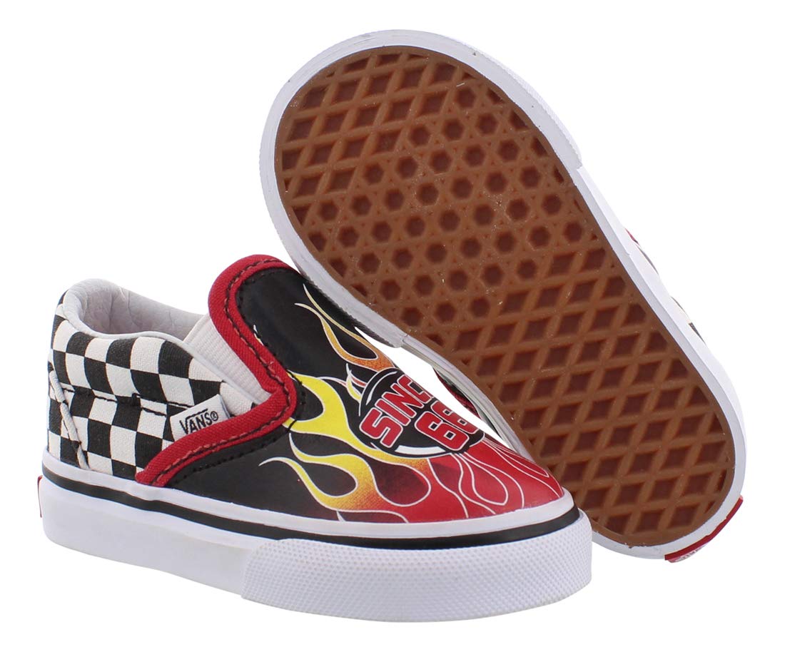 Vans Toddler T Classic Slip ON Race Flame Black Racing RED WH Size 6