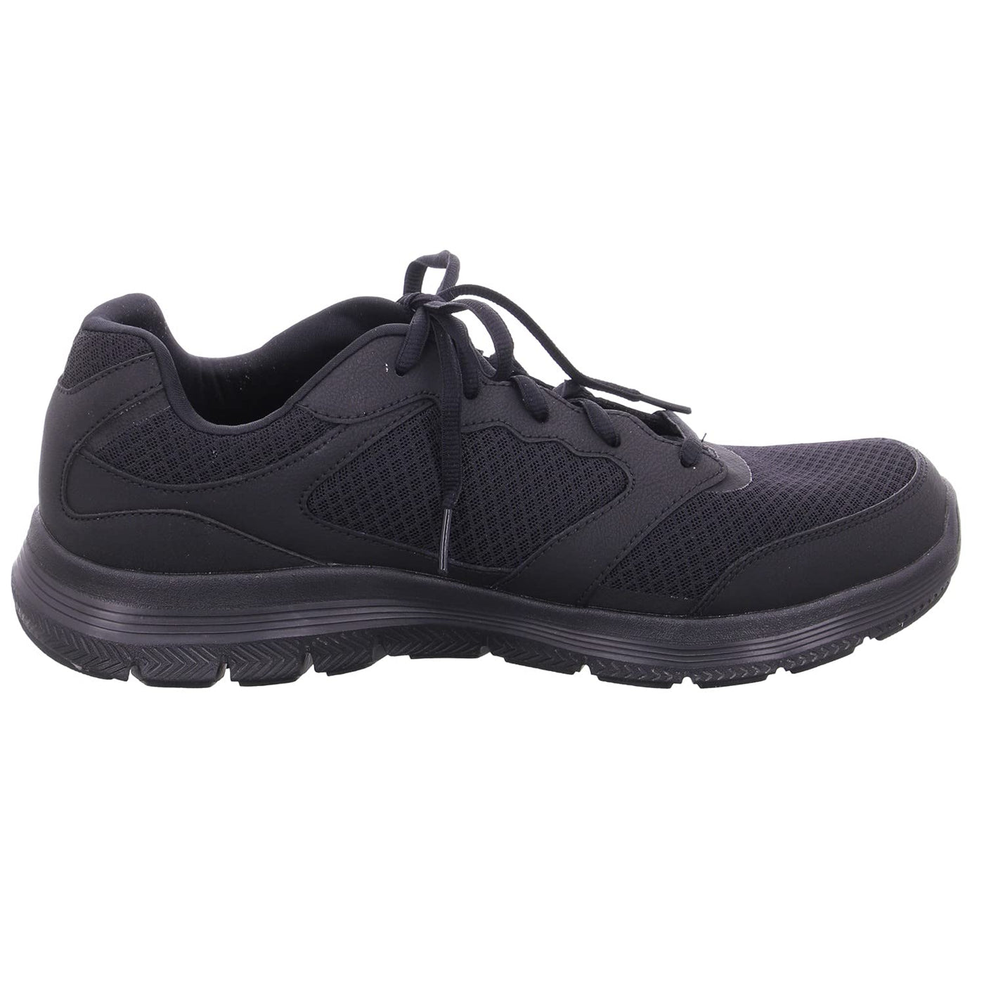 Skechers Men's Sneaker 7.5 Black Leather Mesh Pu Black Trim