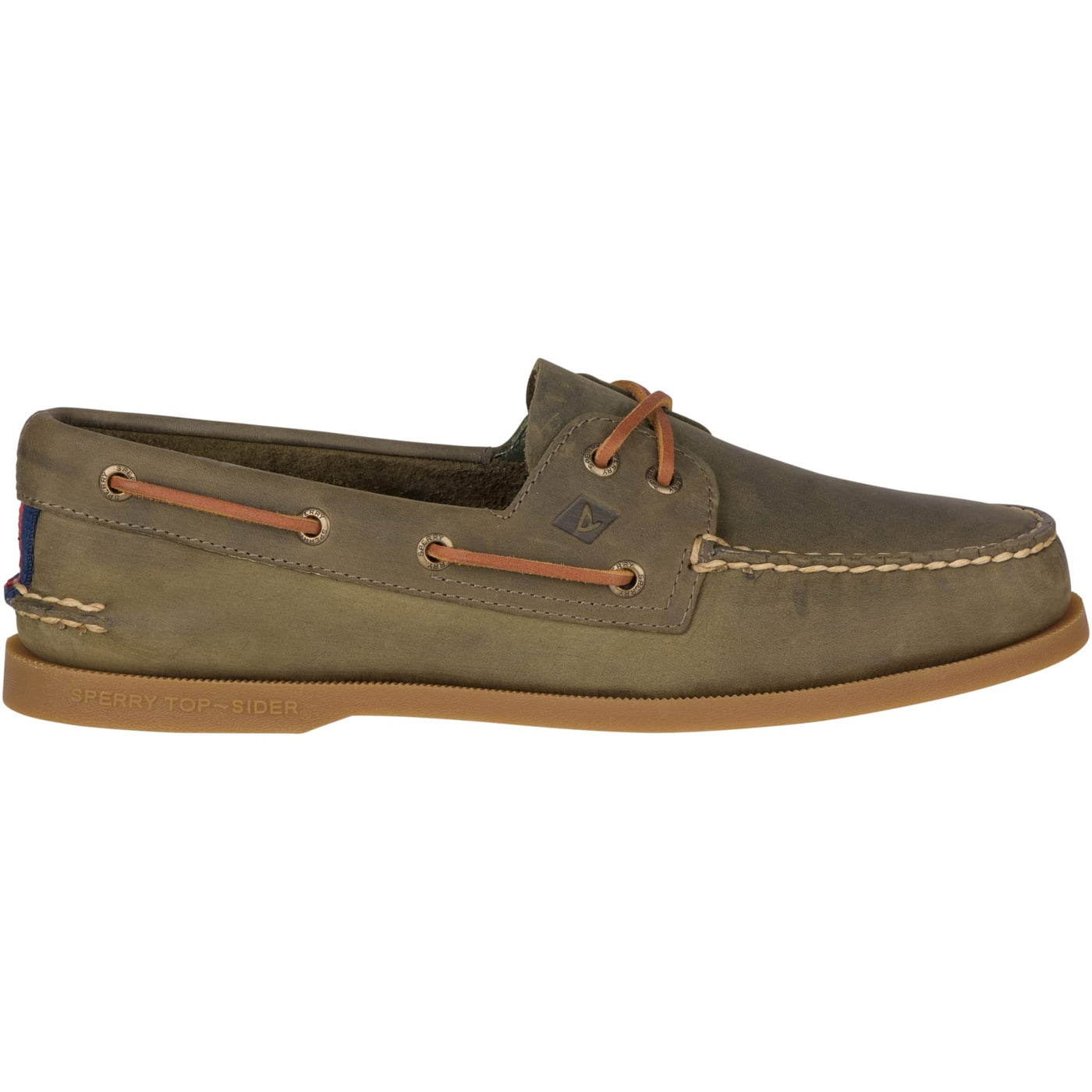 Sperry Men's Authentic Original 2-Eye Boat Shoe, Olive LTHR, 12 M US