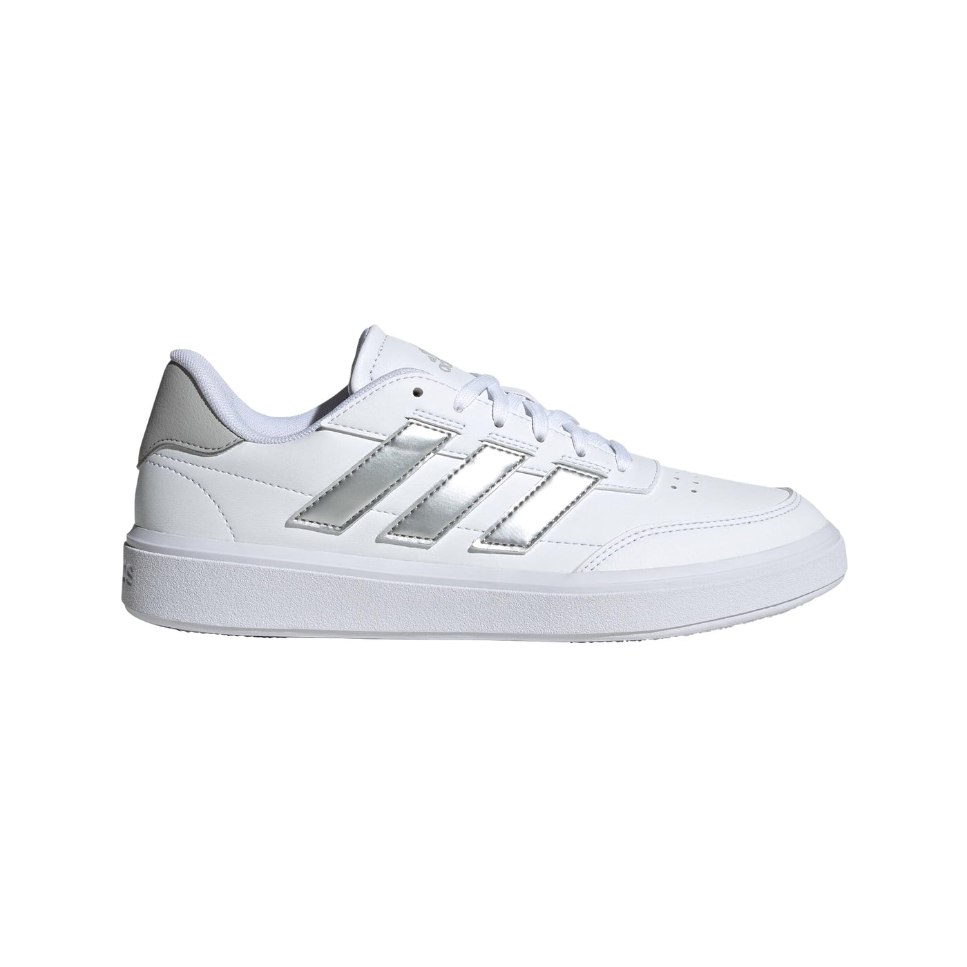 adidas Women's Courtblock Sneaker 8.5 White/Silver Metallic/Grey