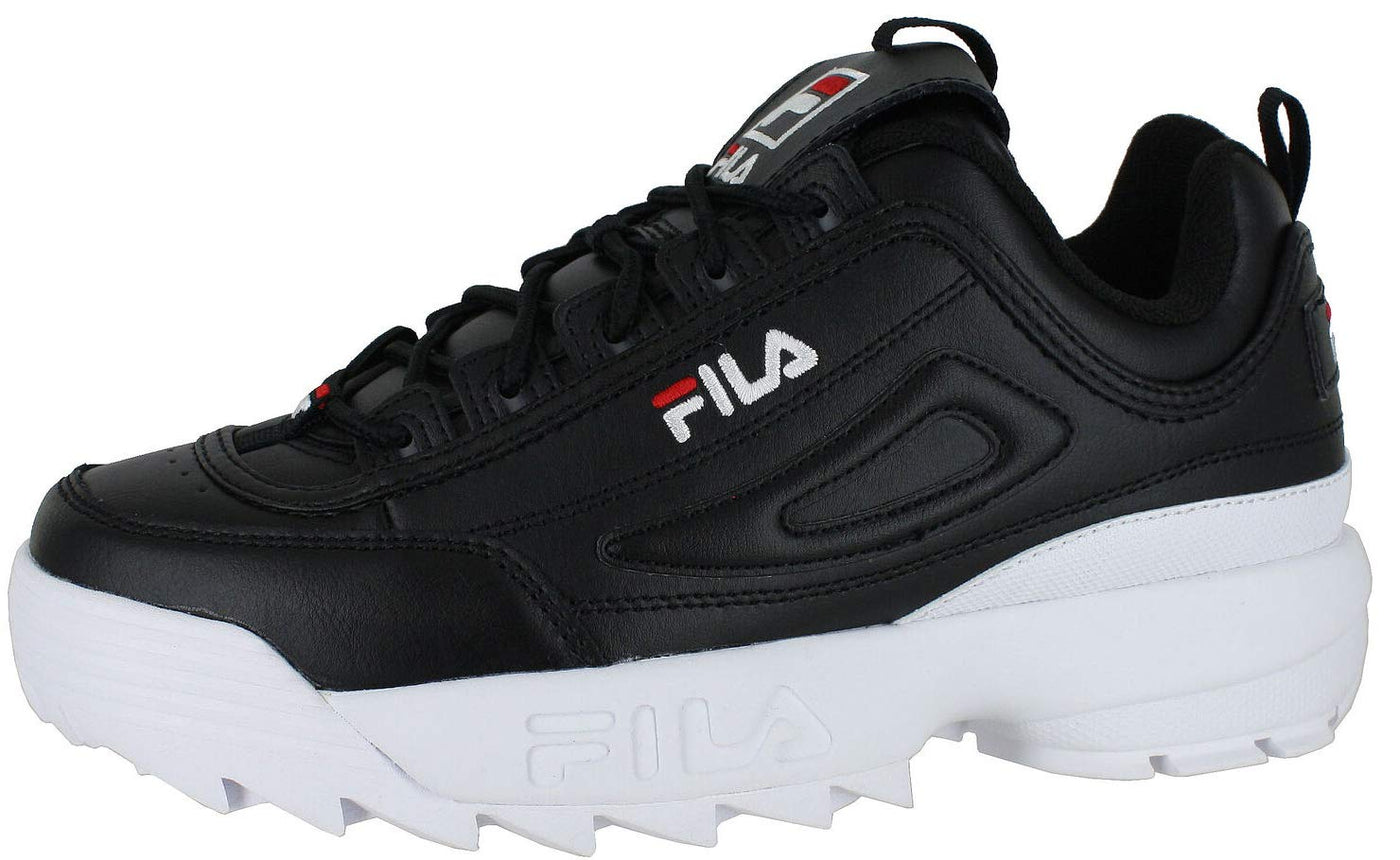 Fila Mens Disruptor II Prem. Fashion Shoes 1FM00685-014 Black/White/Red 11.5