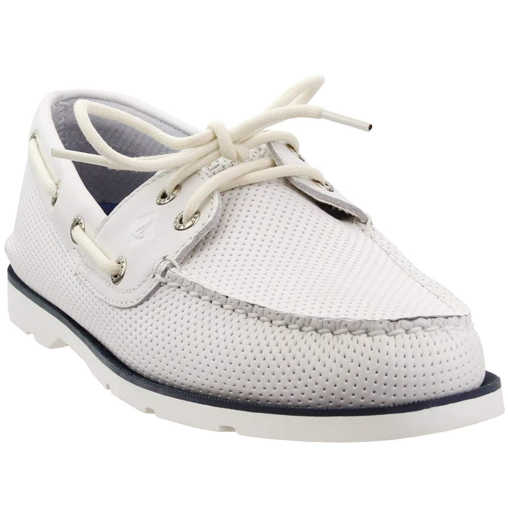 Sperry Mens Leeward 2-Eye Perforated Casual Shoes - White - Size 9.5 D