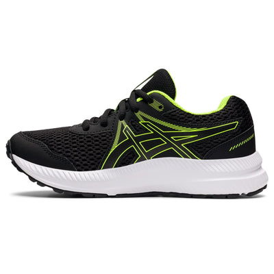 ASICS Kid's Contend 7 Grade School Running Shoe, 7, Black/Hazard Green