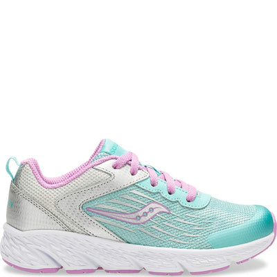 Saucony Wind Lace Running Shoe, Turquoise/Silver, 6.5 US Unisex Big Kid