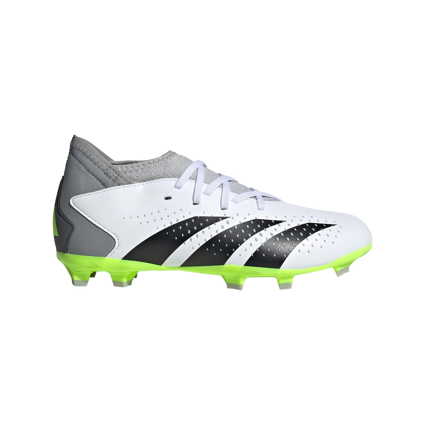 adidas Predator Accuracy.3 Firm Ground Sneaker, White/Core Black/Lucid Lemon, 5.5 US Unisex Big Kid