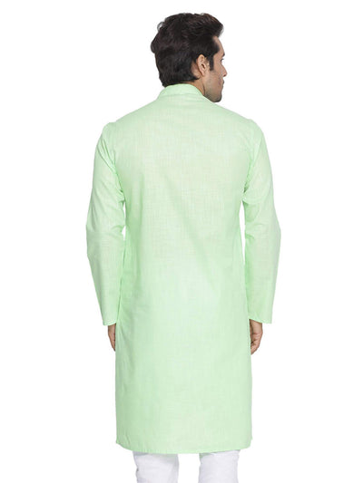 Elina fashion Men's Tunic Cotton Kurta Pajama Set Indian Traditional Wear Large Light Green