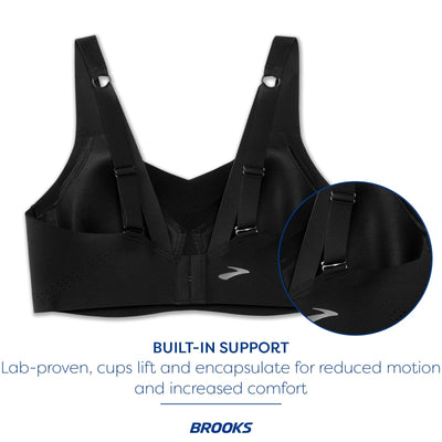 Brooks Women's Underwire Sports Bra for High Impact Running, Workouts & Sports with Maximum Support - Black - 42DD