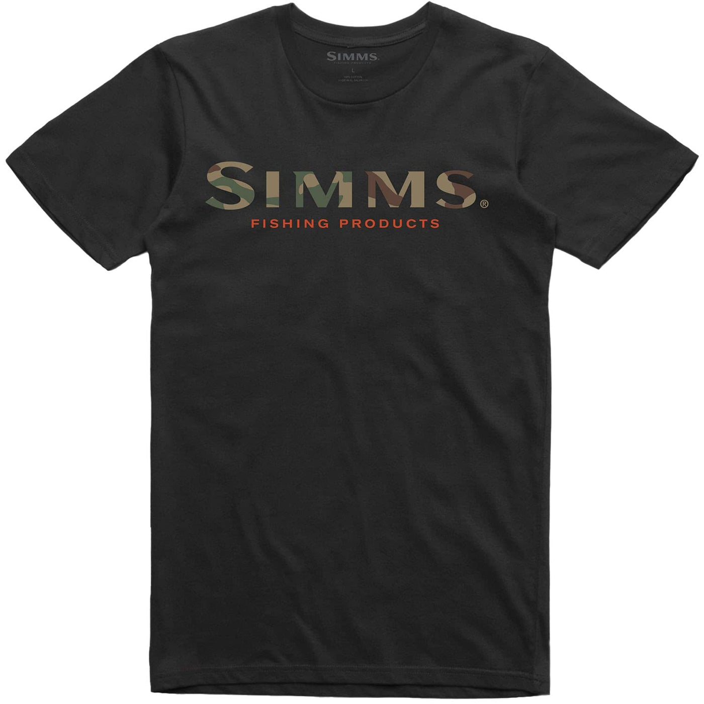 Simms Logo T-Shirt – Men's Short Sleeve Crewneck Tee Medium Black