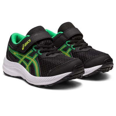 ASICS Kid's Contend 8 Pre-School Running Shoes, 1, Black/Lime Zest