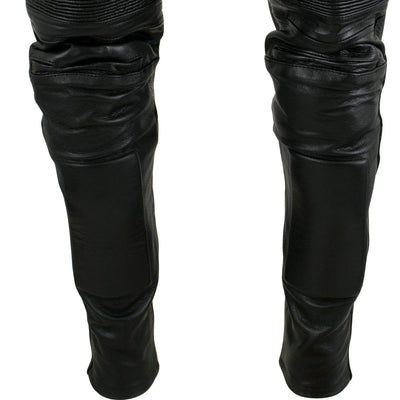 Xelement B7466 Men's 'The Racer' Black Cowhide Leather Racing Pants with X-Armor Protection - 44