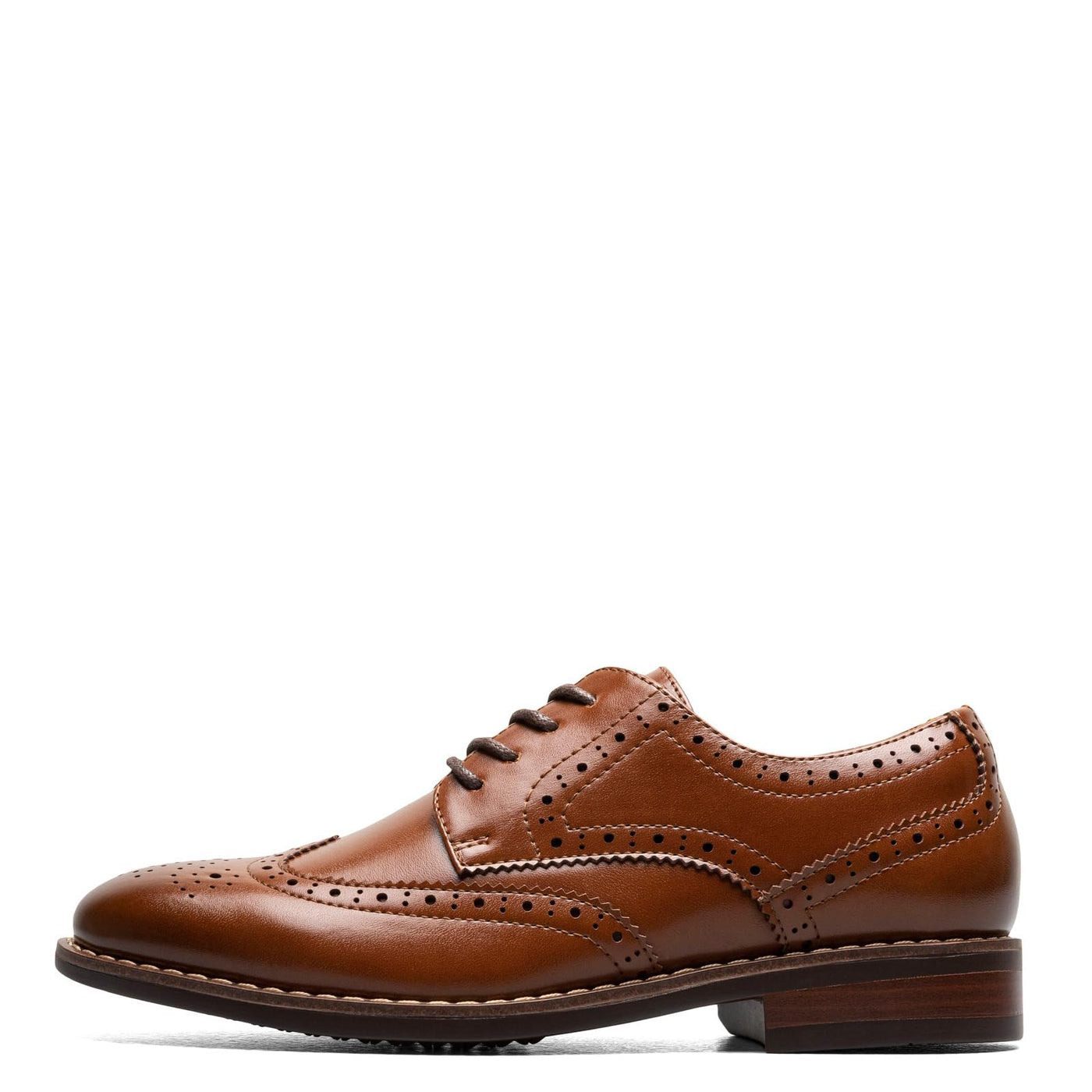 Florsheim Rucci Wingtip Jr Boys' Toddler-Youth Oxford, 4 M US Big Kid, Cognac