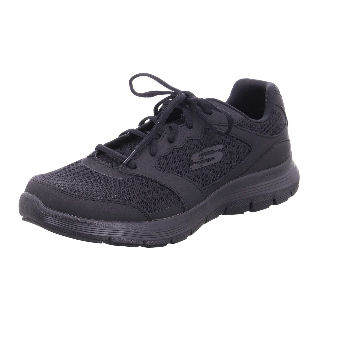 Skechers Men's Sneaker 7.5 Black Leather Mesh Pu Black Trim