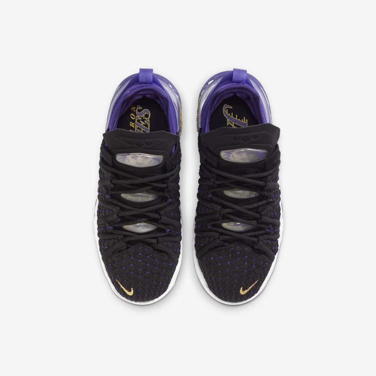 Nike Kid's Lebron 18 GS Basketball Shoes, Black/Court Purple/White/Metallic Gold, 5 Big Kid