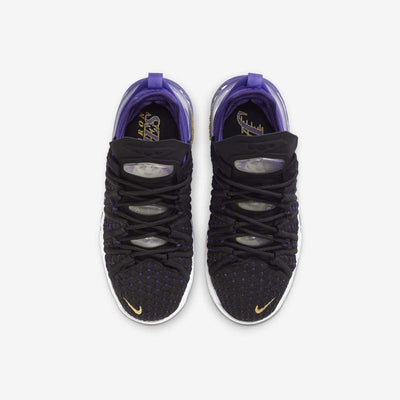 Nike Kid's Lebron 18 GS Basketball Shoes, Black/Court Purple/White/Metallic Gold, 5 Big Kid