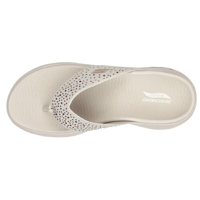 Skechers Go Walk Arch Fit Knit Sandal with Rhinestones Natural 6 B (M)