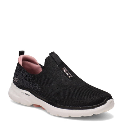 Skechers Women's GO Walk 6-Glimmering Sneaker, Black/Pink, 10.5 Wide