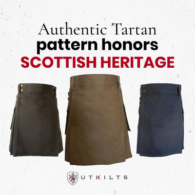 UT Kilts Men's Standard Utility Kilt, Modern Scottish Kilt for Everyday Wear, Tactical Kilts with Adjustable Hip Straps & Cargo Pockets for Men, 22" Length, Dark Khaki, Size 36-37