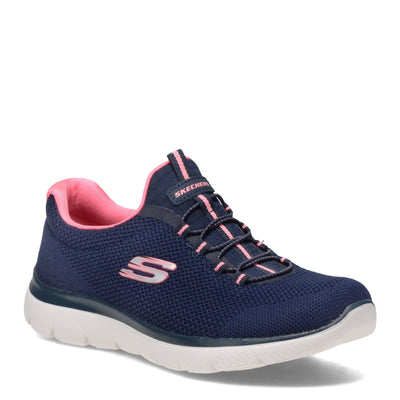 Skechers Women's Summits Cool Classic Sneaker 5.5 Wide Navy/Pink