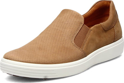 ECCO Men's Soft 7 Street Perforated Slip On Sneaker, Camel, 10-10.5