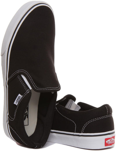 Vans Men's Asher Trainers 7 Canvas Black White