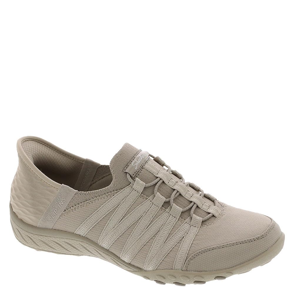 SKECHERS Women's Breathe Easy-ROLL with ME Sneaker, Taupe, 8