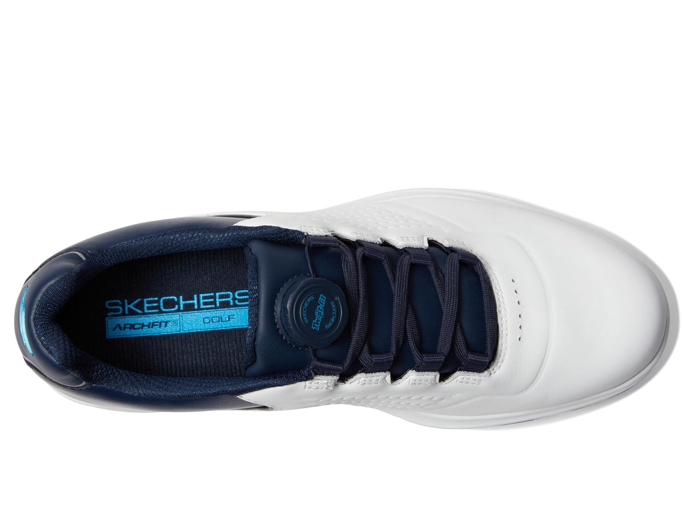 Skechers Golf Men's Pro 6 Waterproof Golf Shoe Sneaker, White/Navy/Blue Twist Fit, 11