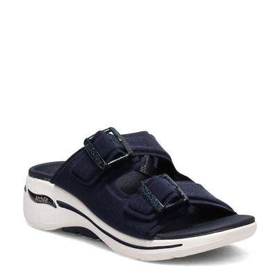 Skechers Go Walk Arch Fit Double Band Buckle Slide Navy 6 B (M)