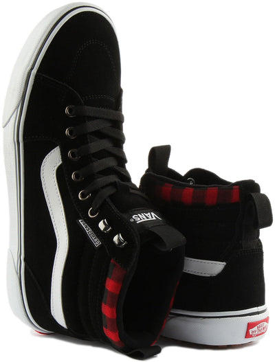 Vans Men's Single Sneaker, Suede Black Red Plaid, 9