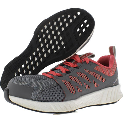 Reebok Women's Rb312 Fusion Flexweave Safety Toe Athletic Work Shoe Grey 8 Grey and Red
