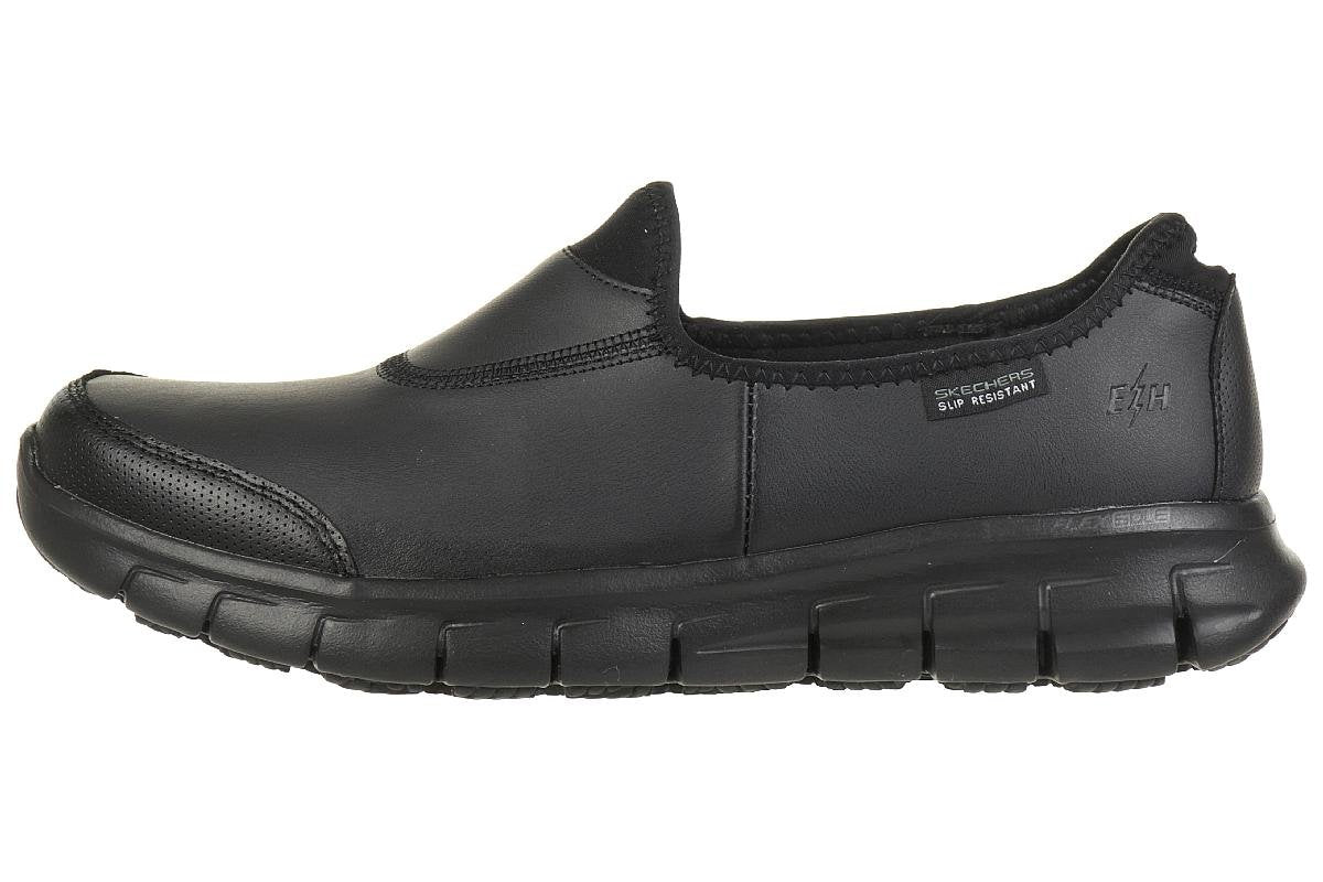 Skechers Women's Sure Track Slip Resistant Work Shoe 8 Black Leather