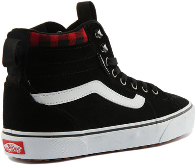 Vans Men's Single Sneaker, Suede Black Red Plaid, 9