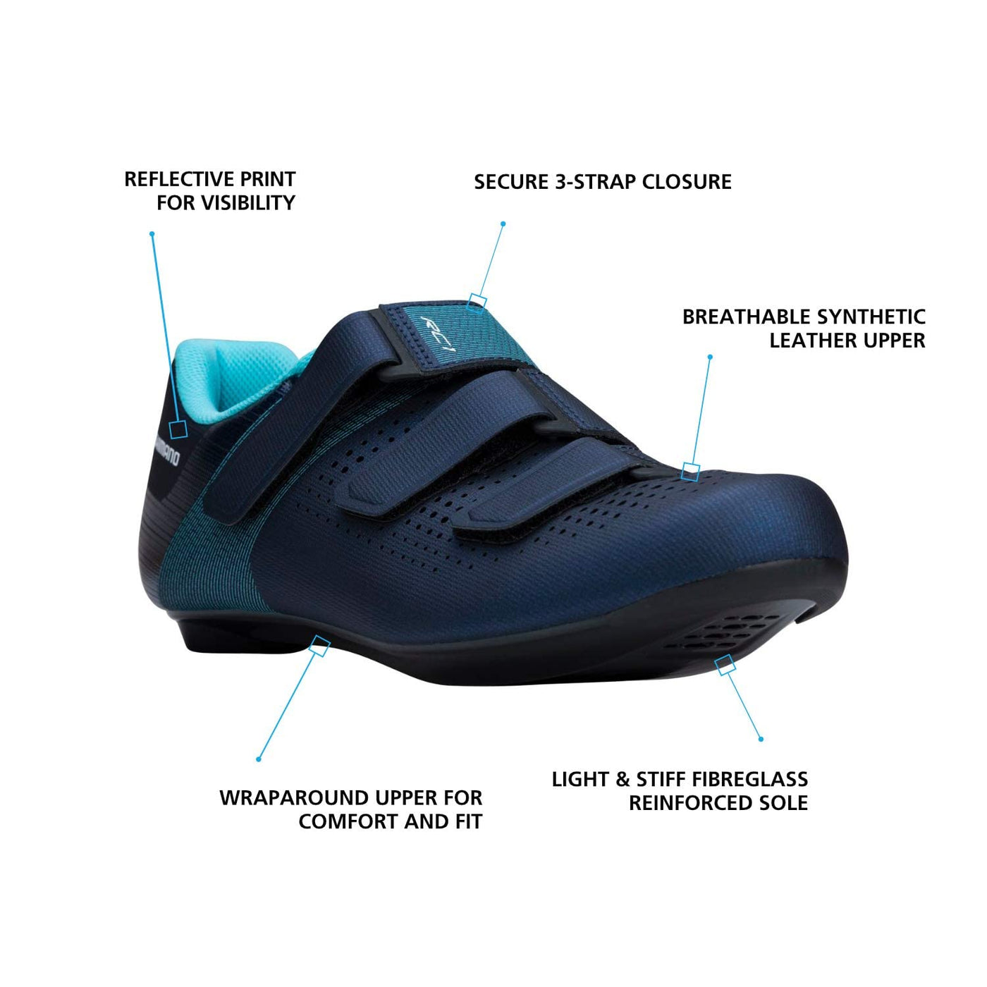 SHIMANO SH-RC100W Feature-Packed Entry Level Road Shoe 9.5-10 Women/9.5-10 Men Navy