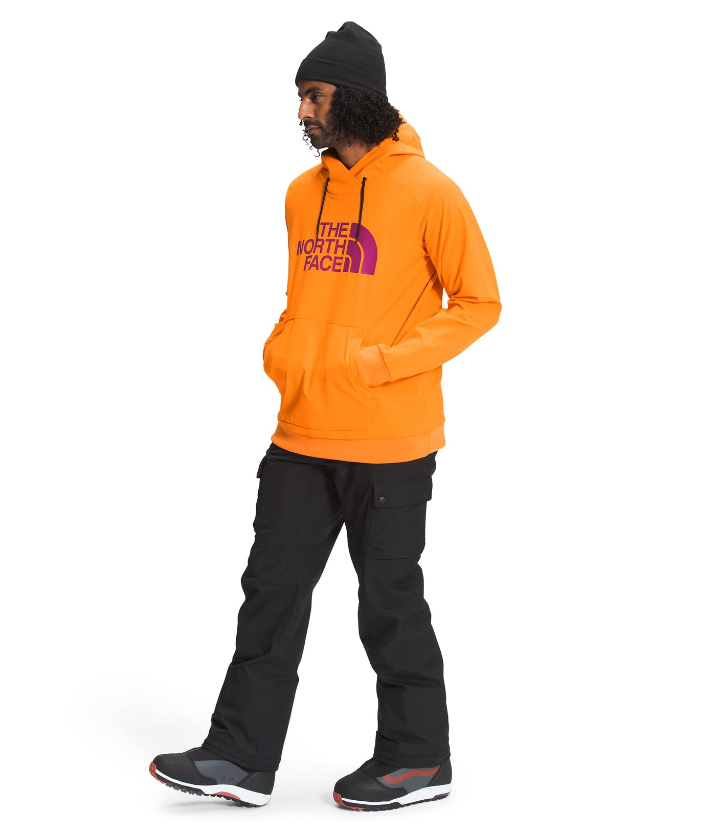 THE NORTH FACE Men's Tekno Logo Water-Repellent Fleece Hoodie, Vivid Orange, Medium Regular