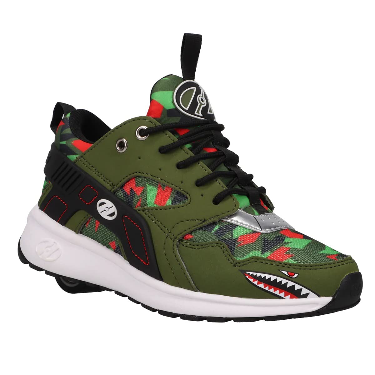 HEELYS Youth Kids Hot Wheels Force Wheels Skate Sneaker Shoes 1 Little Kid Army Green/Red/Black