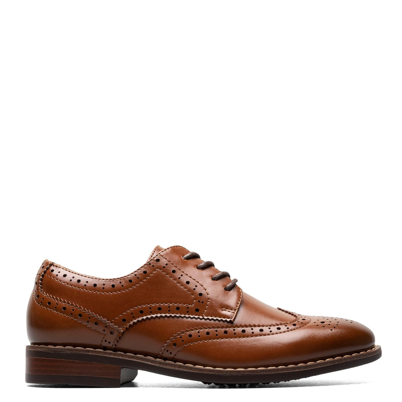 Florsheim Rucci Wingtip Jr Boys' Toddler-Youth Oxford, 4 M US Big Kid, Cognac