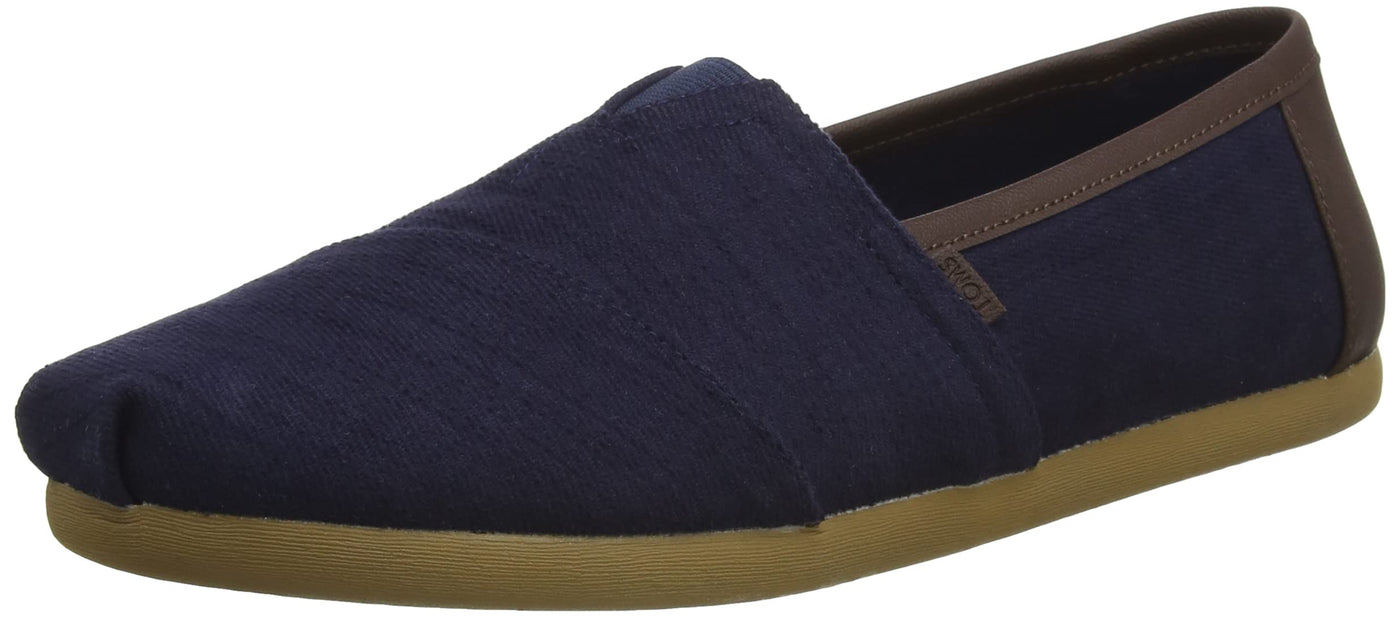 TOMS Men's Alpargata Loafer Flat, Deep Navy Heavy Twill/Nubuck Synthetic Trim, 14