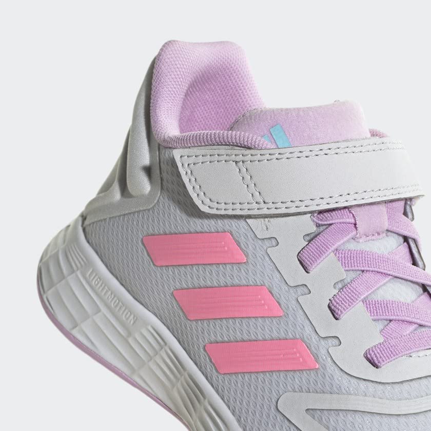 adidas Duramo 10 Running Shoe, Dash Grey/Beam Pink/Bliss Lilac (Cross Strap), 2.5 US Unisex Little Kid