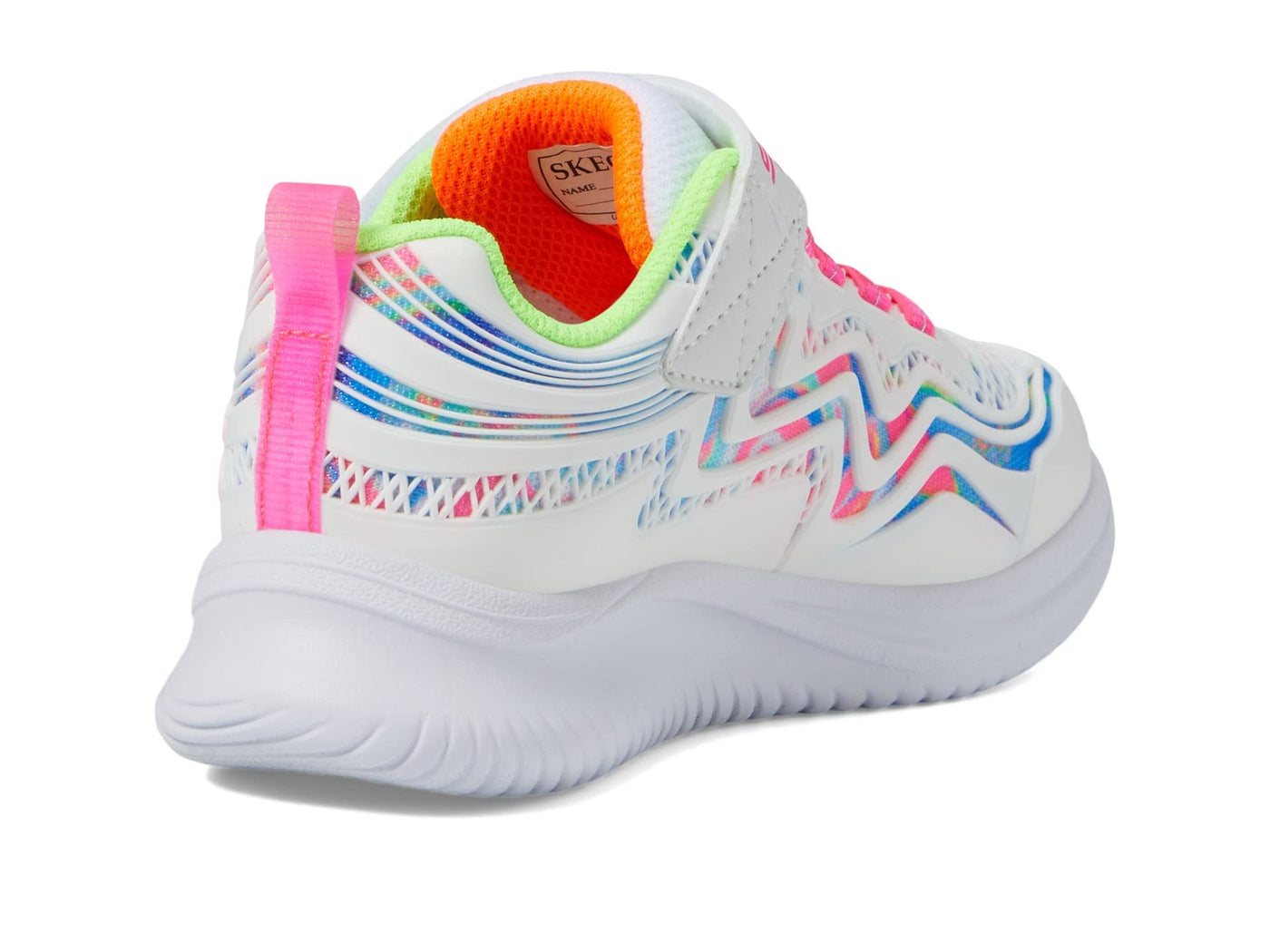 Skechers Kids Girls Jumpsters-Hydro Swirl Sneaker, White/Multi, 10.5 Little Kid