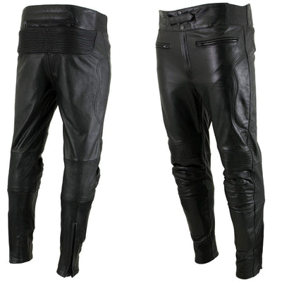 Xelement B7466 Men's 'The Racer' Black Cowhide Leather Racing Pants with X-Armor Protection - 44