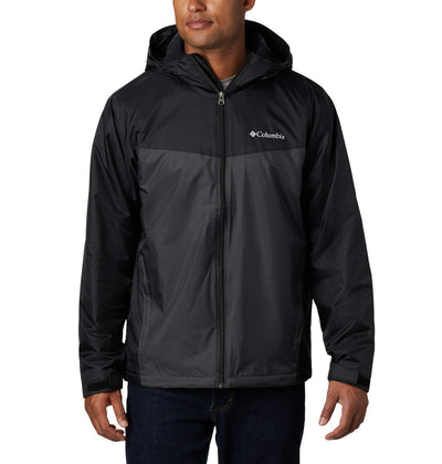 Columbia Men’s Glennaker Sherpa Lined Rain Jacket, Waterproof Black/Shark Large