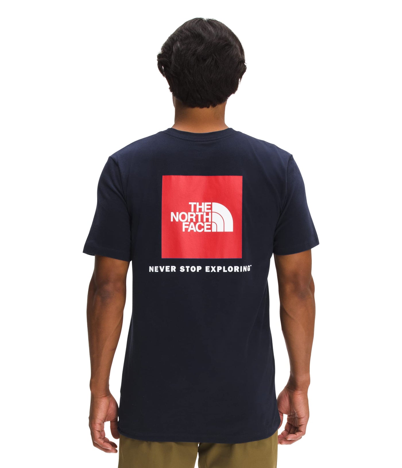 THE NORTH FACE Men's Box Never Stop Exploring Tee, Aviator Navy/Horizon Red, 3X-Large