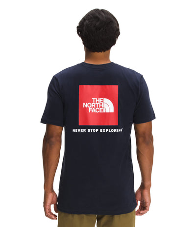 THE NORTH FACE Men's Box Never Stop Exploring Tee, Aviator Navy/Horizon Red, 3X-Large