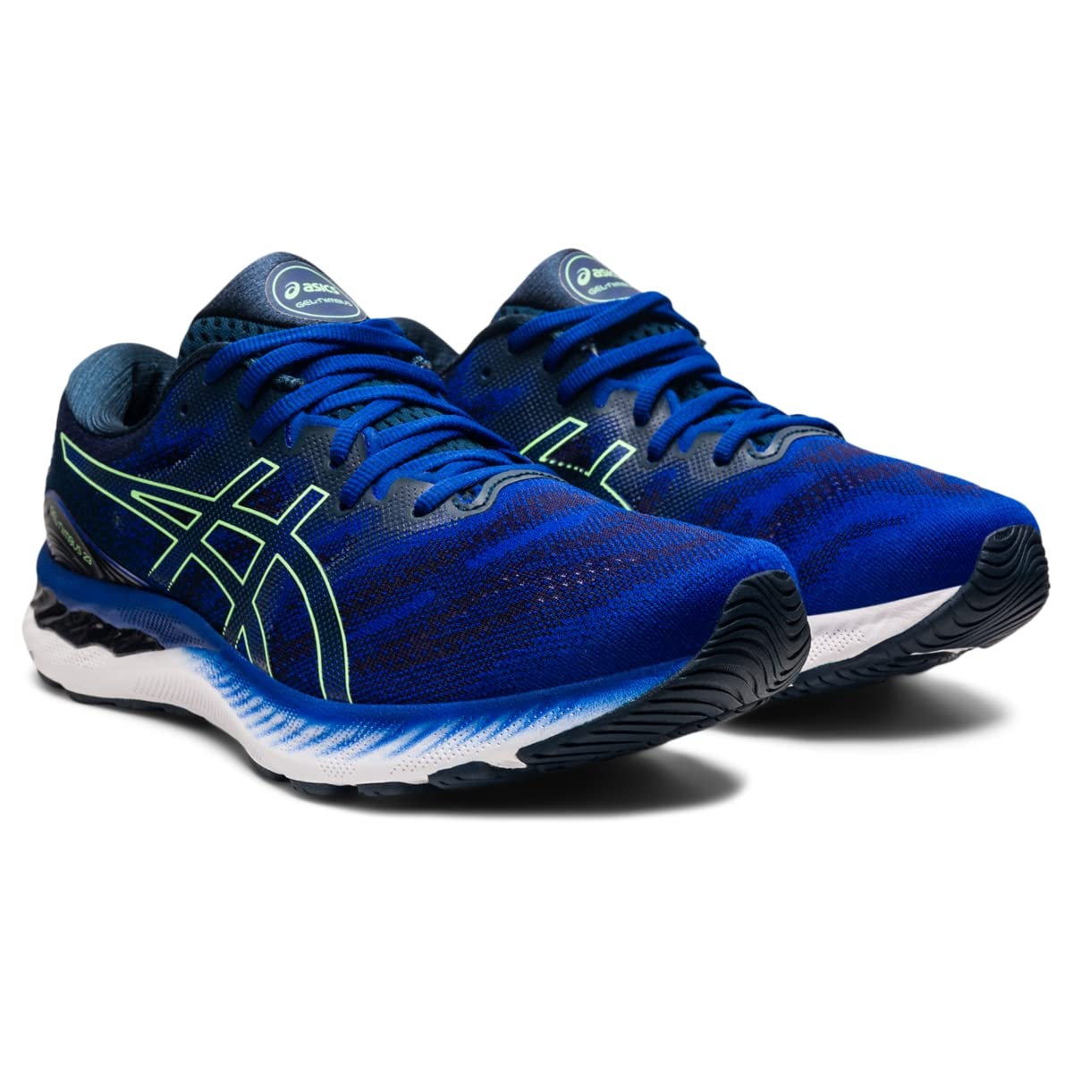 ASICS Men's Gel-Nimbus 23 Running Shoes, 10, Monaco Blue/Bright Lime