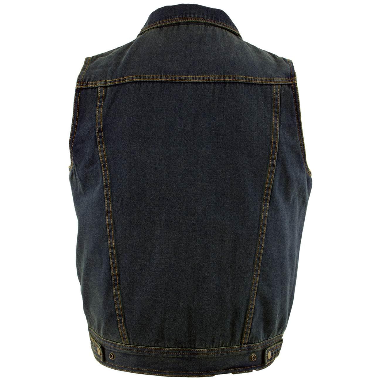 Xelement B284 Men's 'Dirty' Blue Denim Motorcycle Vest - Medium